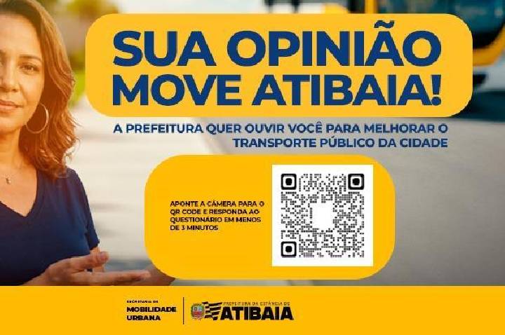 Prefeitura de Atibaia convida população a responder questionário do transporte público via QR Code